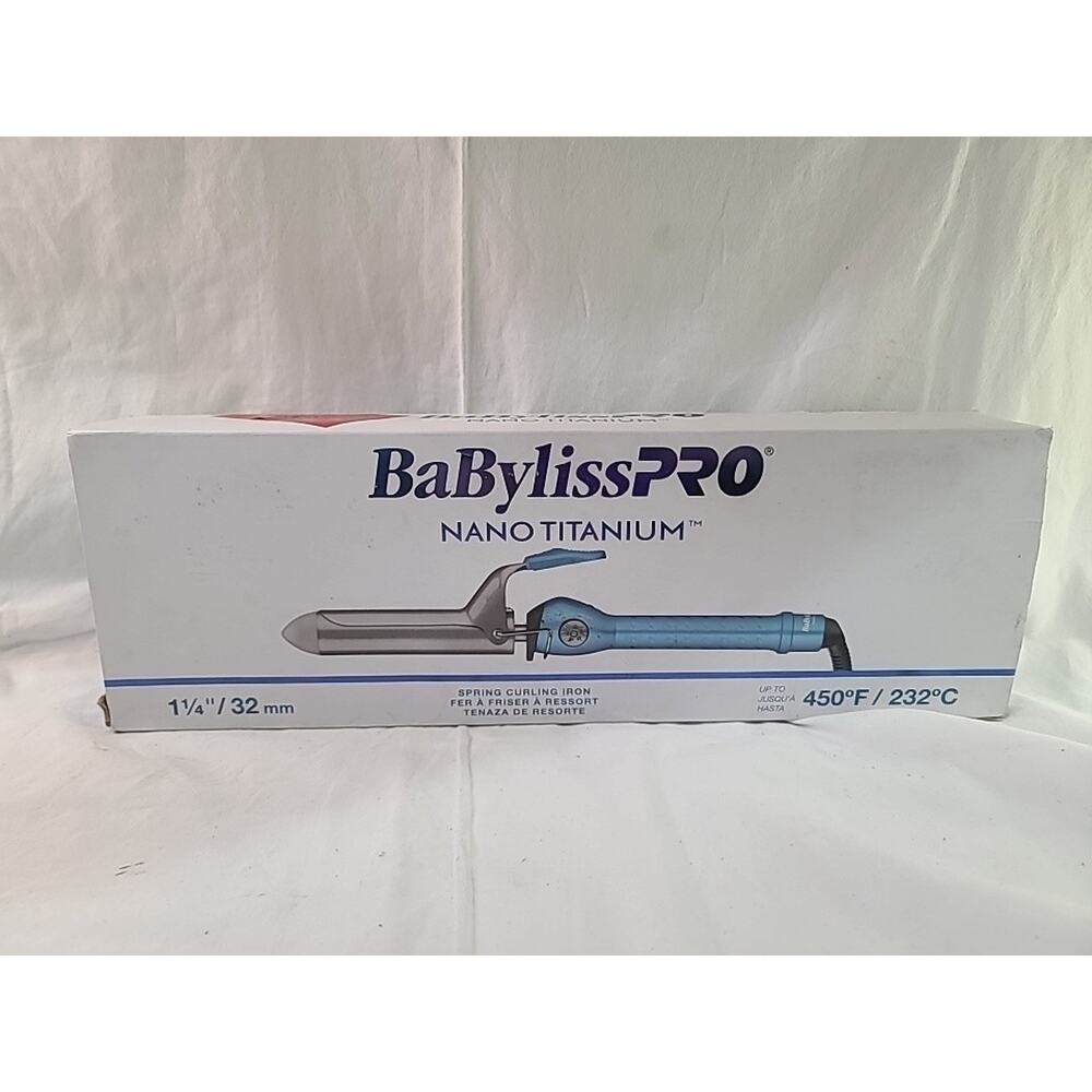 BaBylissPRO Nano Titanium 1¼" Spring Curling Iron | BNT125S Baby Blue
